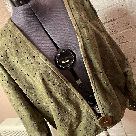 Susan Reidweg Haute Couture Designer Leather Poncho Jacket L/XL